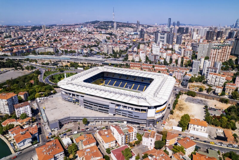 Luchtfoto van het Fenerbahce Sukru Saracoglu Stadion in Istanbul